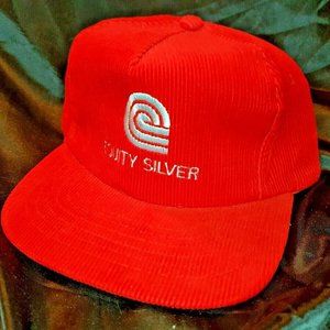 EQUITY SILVER Mining Cap Trucker Hat Snapback Vintage retro 80s corduroy RED